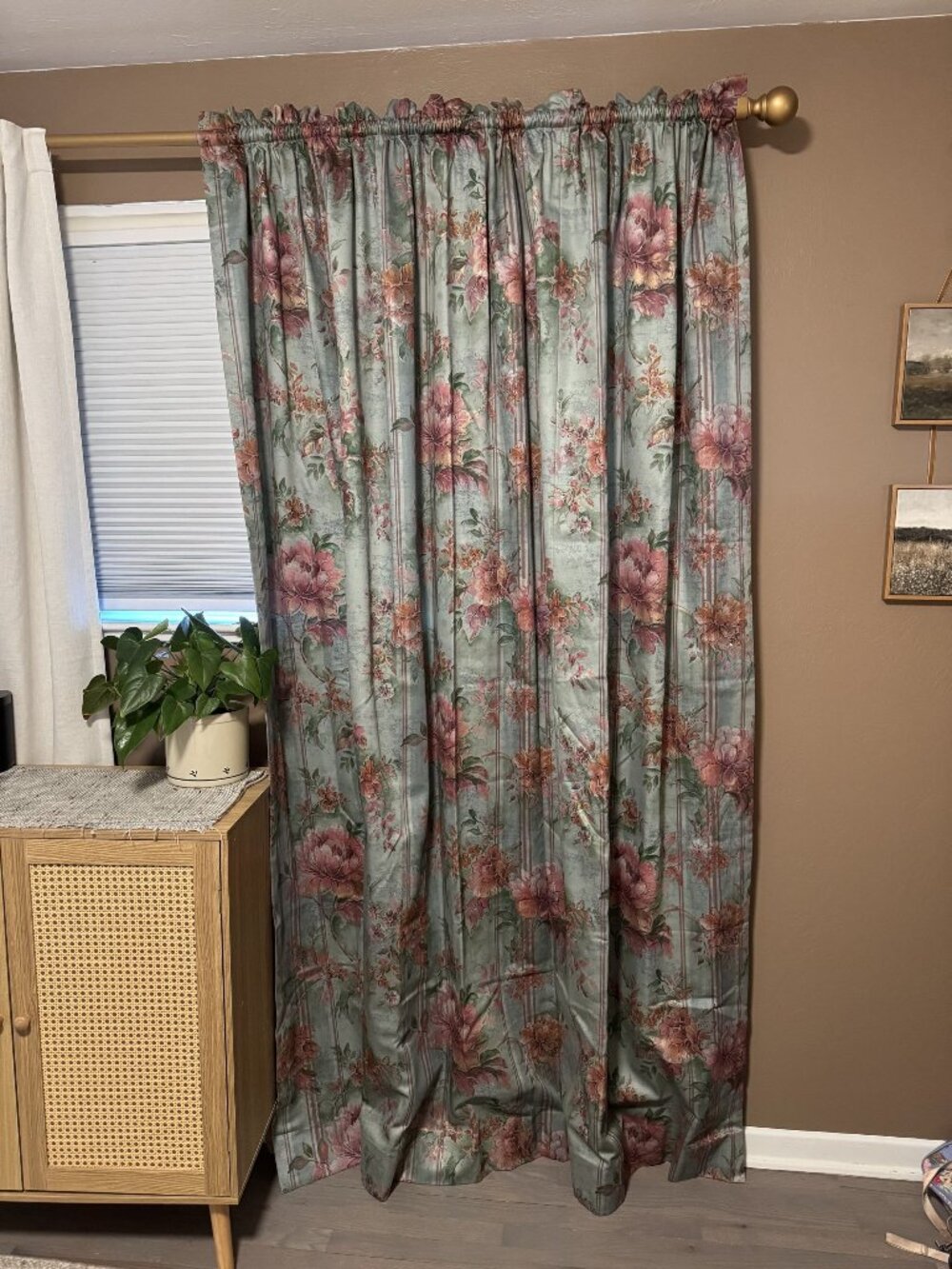 Set Of Two Extra Wide Floral Backed Curtains 74”x84” Lined And Heavy